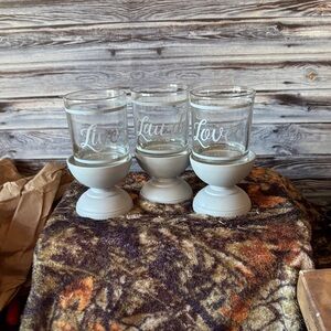 Live Laugh Love Glass Candle Holders - Set of 3